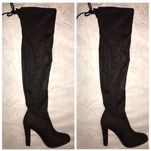 Black Over The Knee Boots - Picture 2 of 6